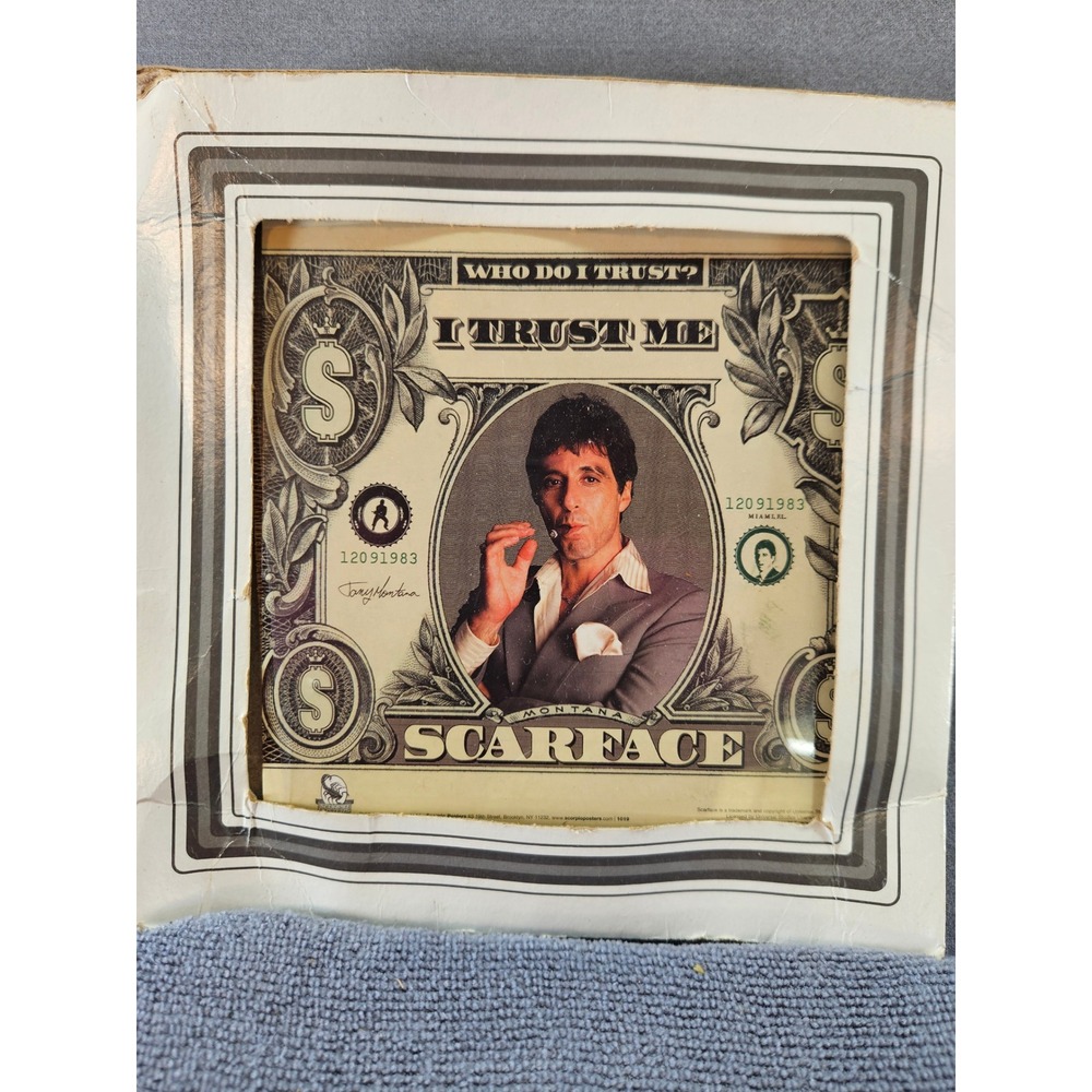 Vintage Scarface Tony Montana I Trust Me Dollar Bill Framed Art 1983 Movie Decor